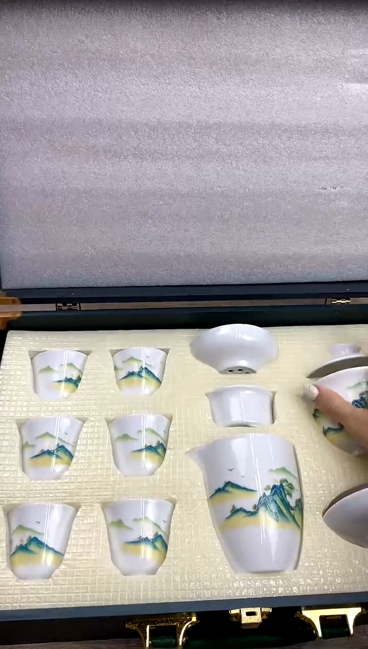 千里江山盖碗礼盒装