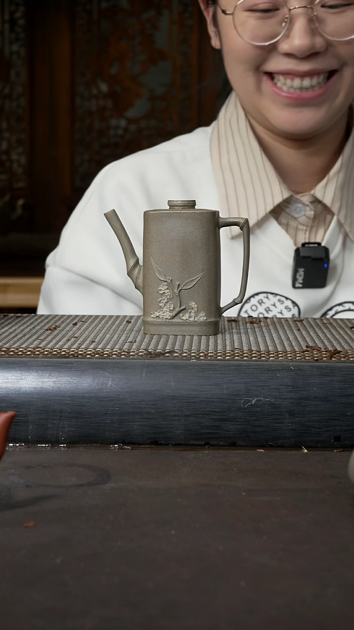 【闪购商品】紫砂茶壶青段泥 四方高竹壶 120cc 003