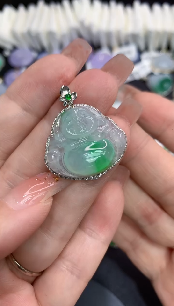 吊坠(不含链)18K金镶嵌翡翠111111111111