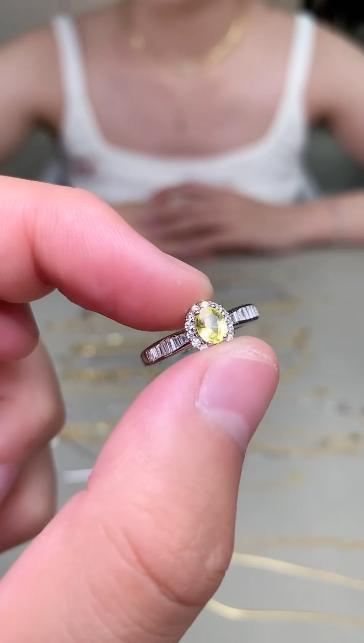 蓝宝石戒指银S925镶嵌戒指