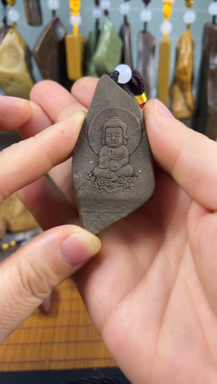 原石雕刻 默认打孔穿绳54