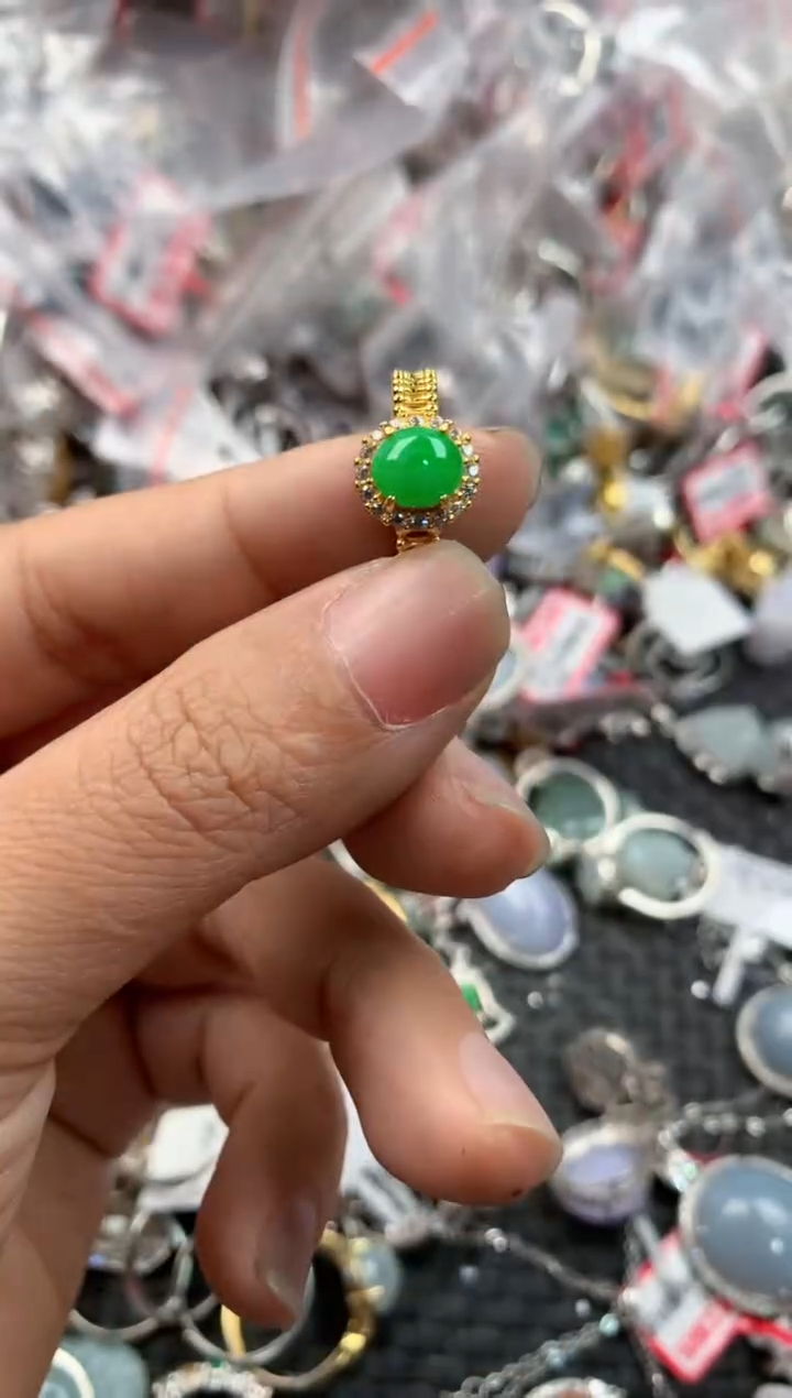 银S925镶嵌戒指翡翠999----1