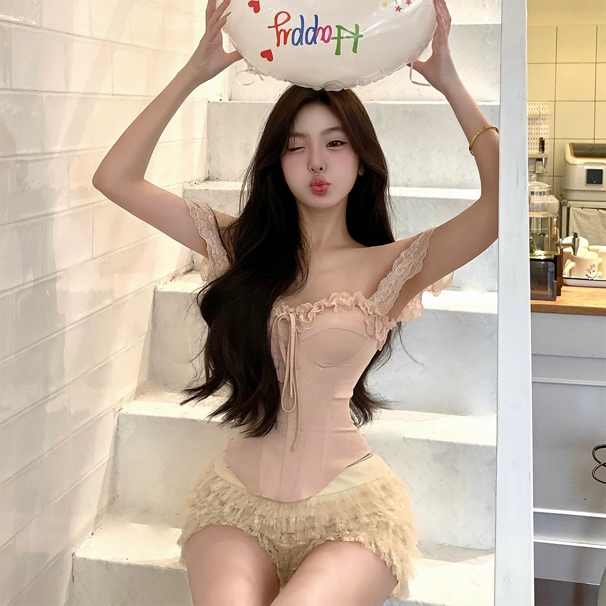 奶油杏蛋糕裤裙防走光裙子百搭半身裙
