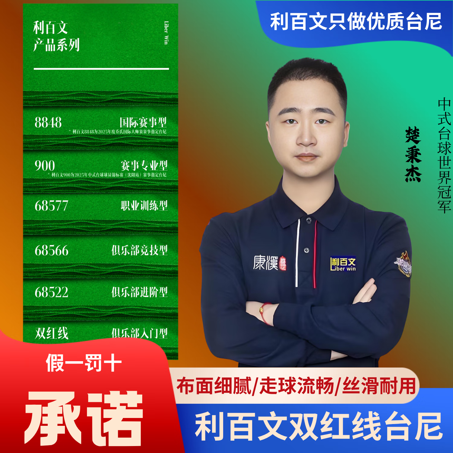 利百文台尼升级款中式黑八台球桌台布俱乐部竞技型