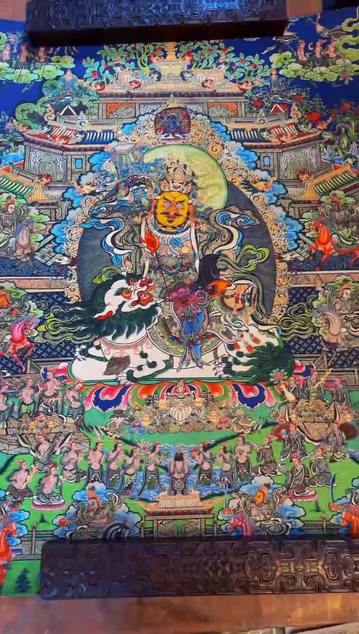 装裱画精品手绘唐卡链接--A087黄财神