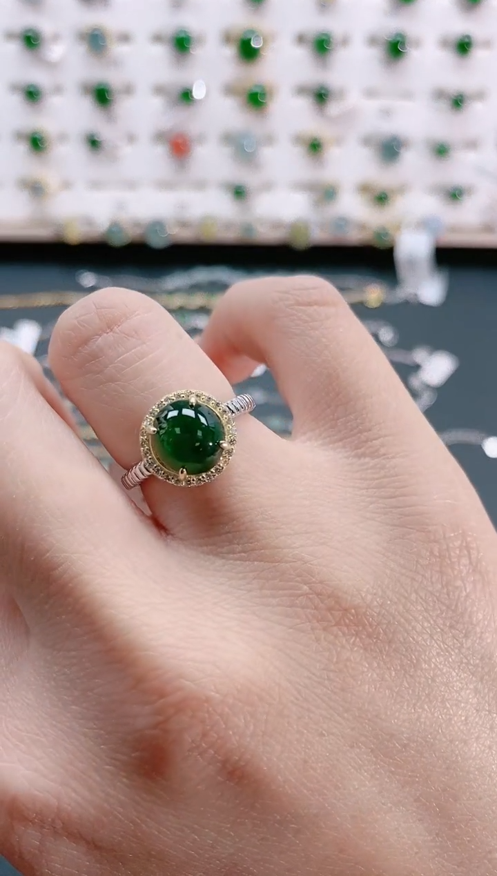 【闪购商品】翡翠戒指银S925镶嵌天然翡翠