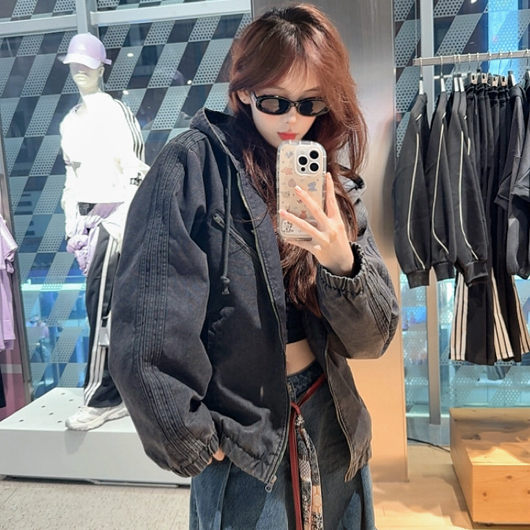 adidas阿迪达斯三叶草 时尚百搭秋冬保暖运动宽松连帽棉服KC2640