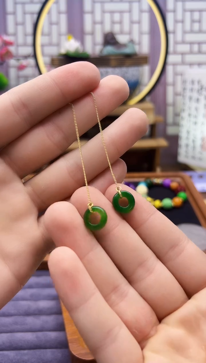 翡翠14K金镶嵌耳饰E225