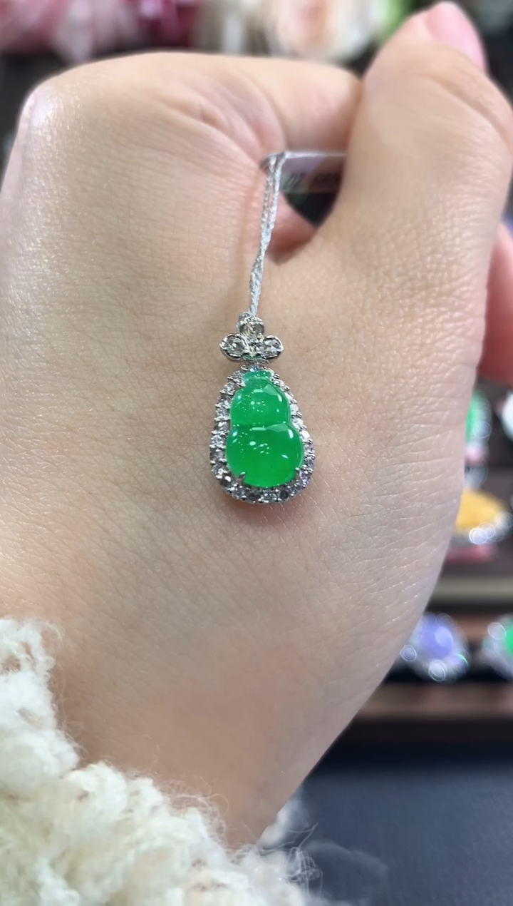 吊坠(不含链)18K金镶嵌翡翠d32