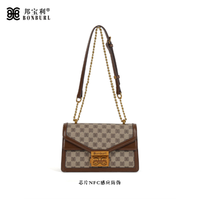 【主播自留款】Bonbur//邦宝利秋冬女士棕色时尚百搭单肩斜挎包6019