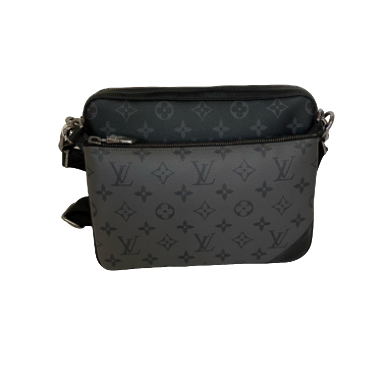 95新 LouisVuitton/路易威登 男士百搭黑老花芯片款斜挎包/421