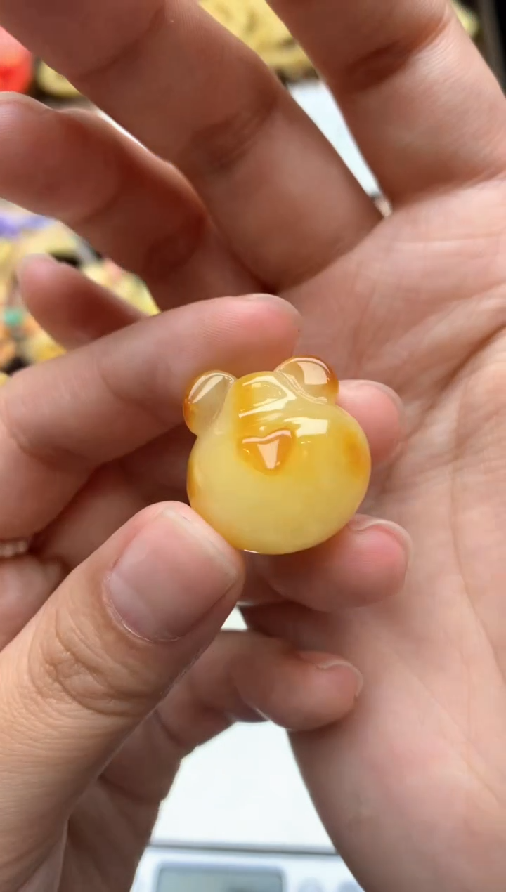 【闪购商品】琥珀珠宝奇石未镶嵌103琥珀蜜蜡花粉有纹小坑介意勿拍