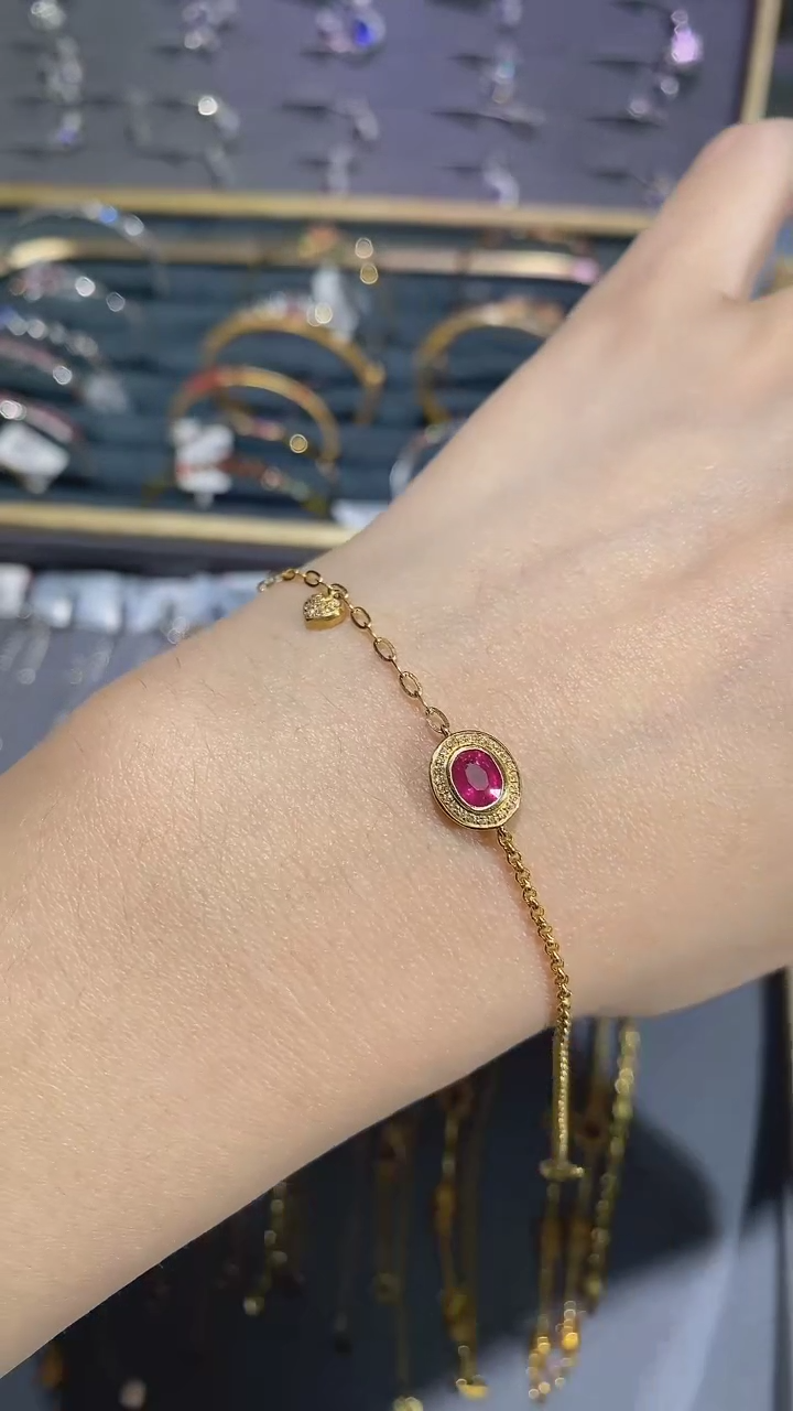 【闪购商品】红宝石手链18K金镶嵌手链