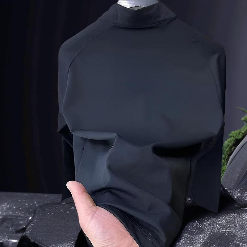 2024爆款纯色高级户外男士长袖圆领黑色高定打底纯色半高领运动