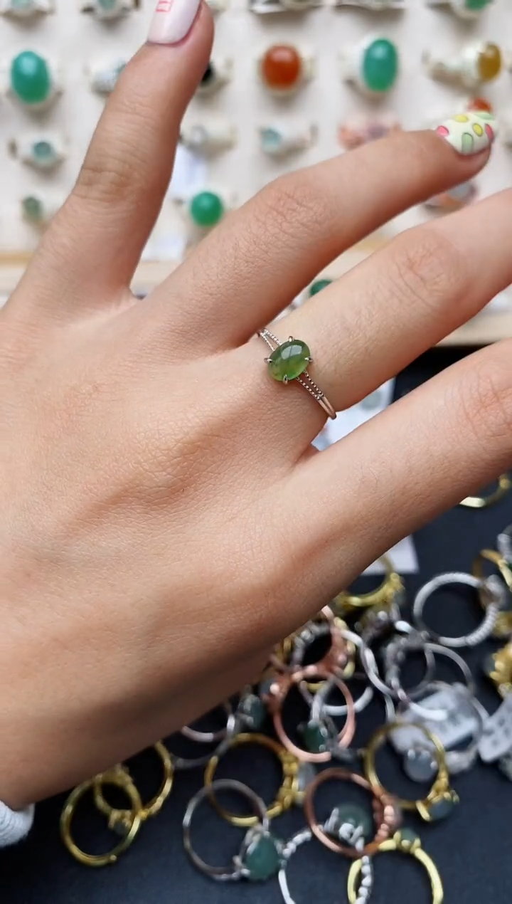【闪购商品】翡翠戒指银S925镶嵌缅甸翡翠