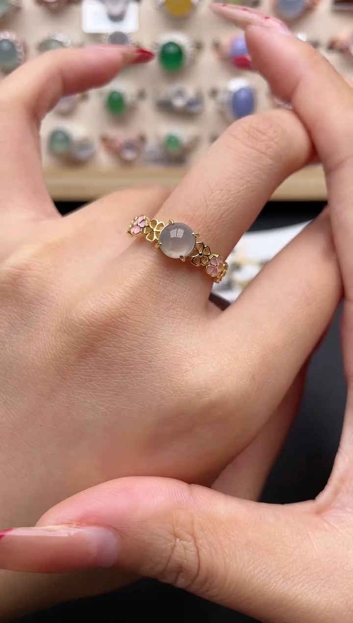 【闪购商品】翡翠戒指银S925镶嵌一物一证一礼盒