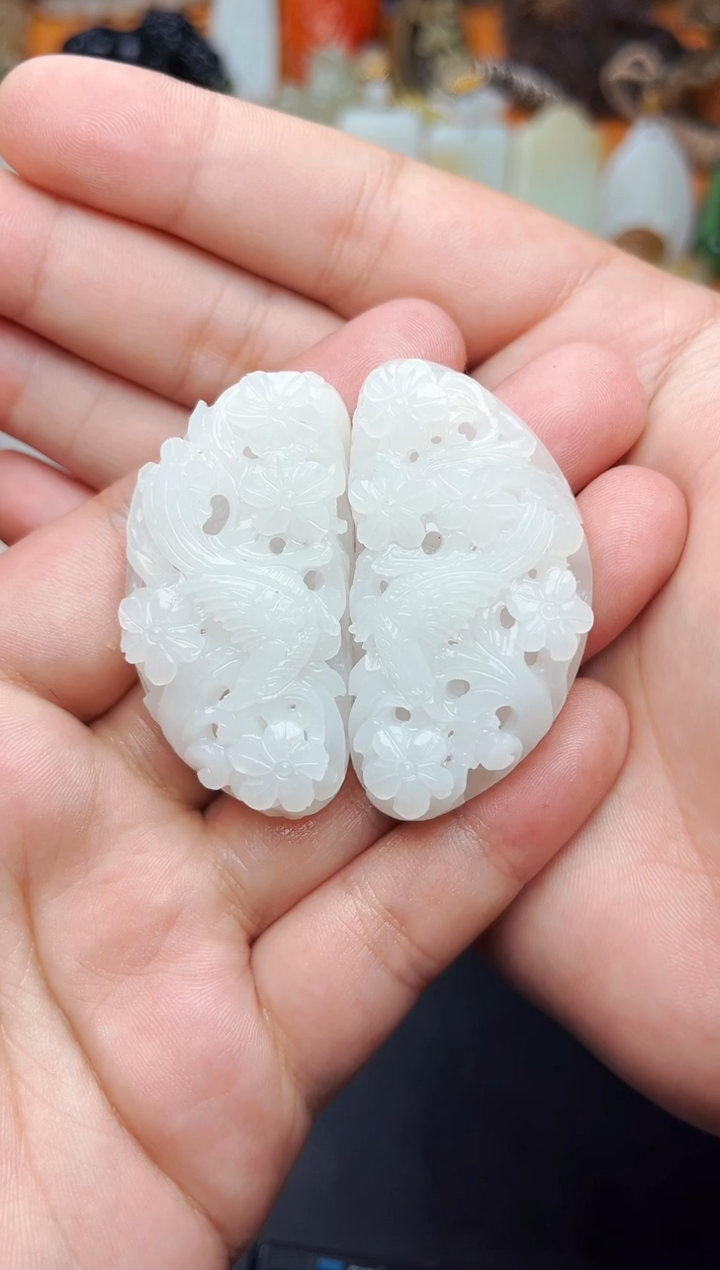 【闪购商品】和田玉颈饰未镶嵌喜上眉梢一对