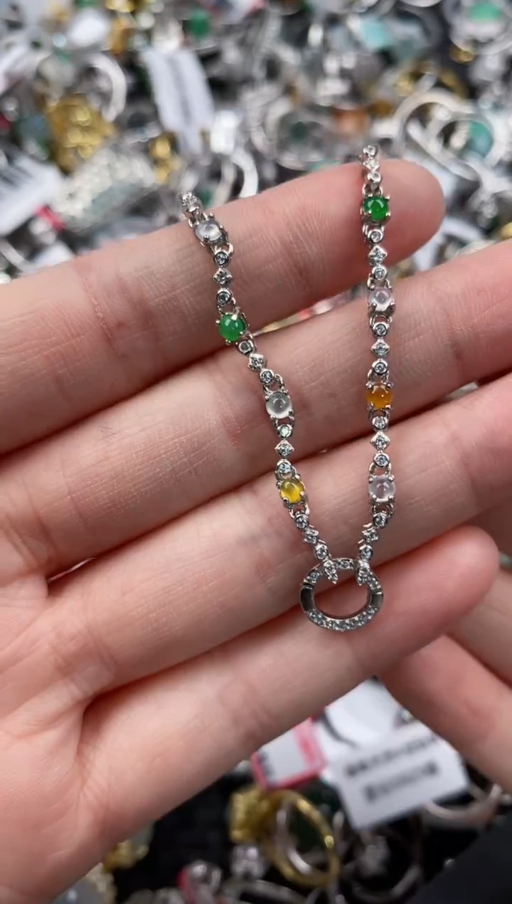 银S925镶嵌戒指翡翠云*西222      8