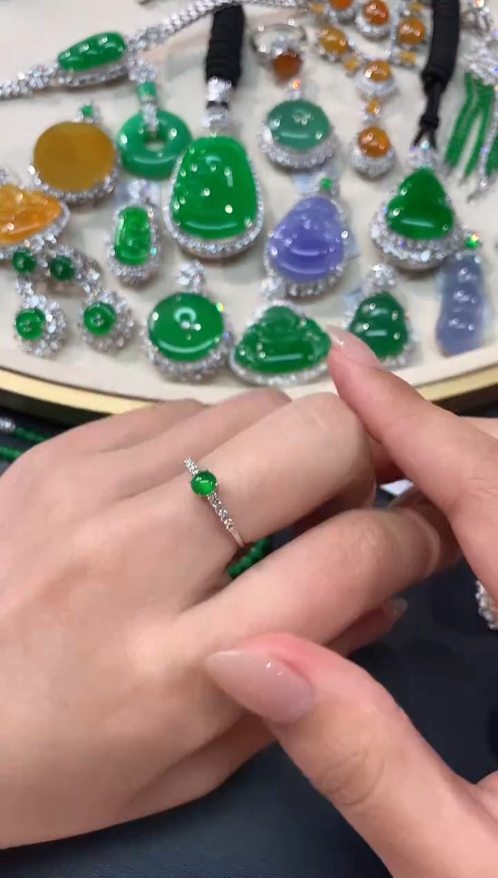 【闪购商品】翡翠戒指18K金镶嵌戒指A378|4800