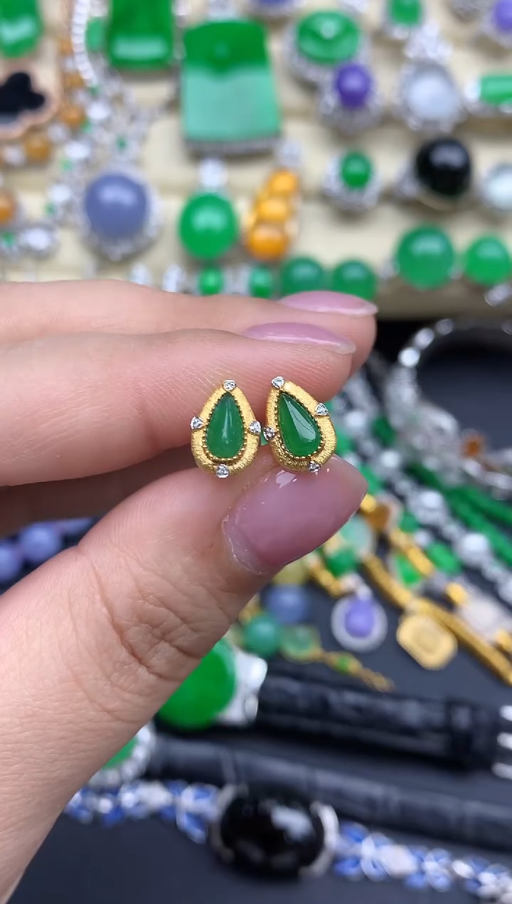 【闪购商品】翡翠耳饰18K金镶嵌512-中国好珍宝