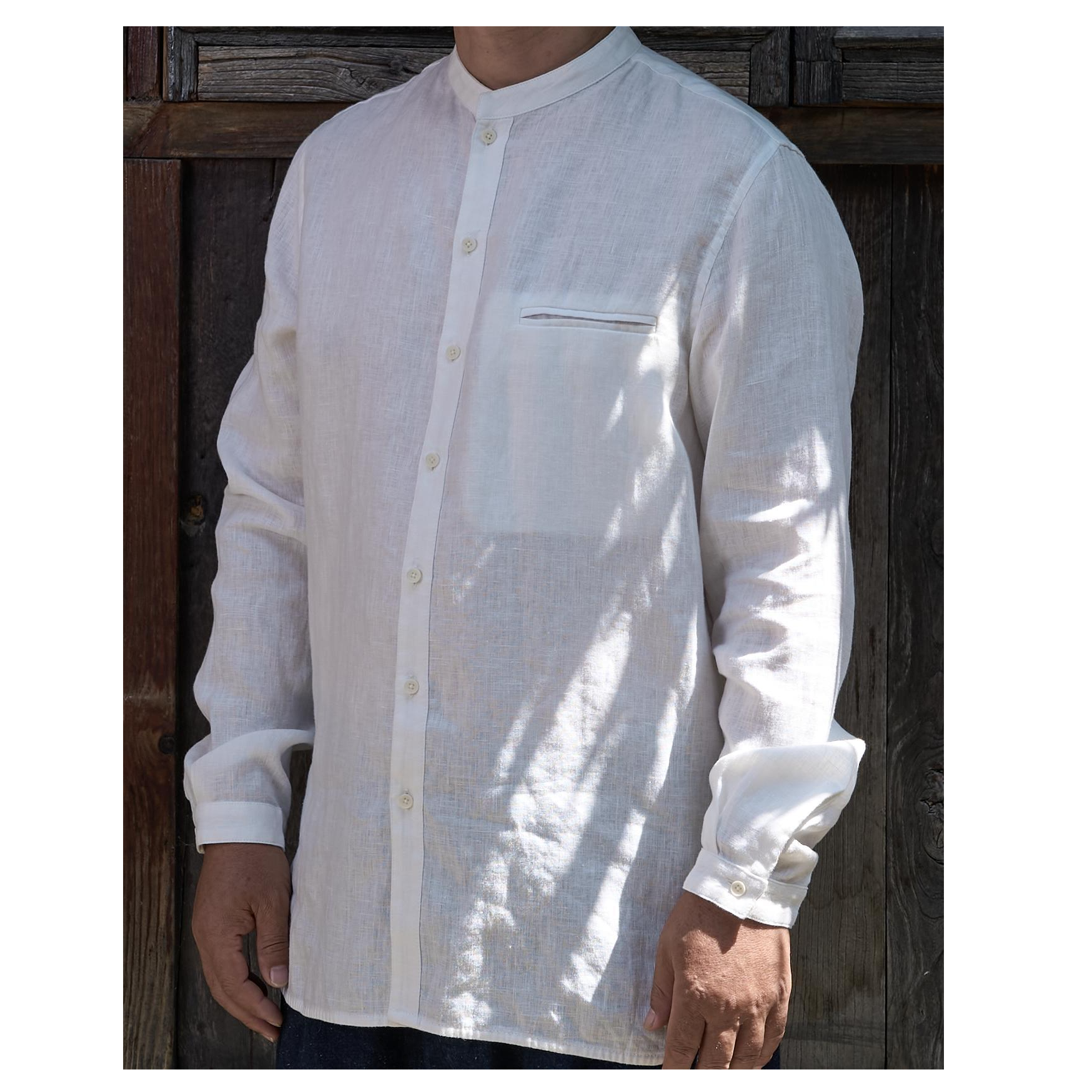 CIHANGBUYI/慈航布衣中国风新中式白色亚麻衬衫长袖男女同款上衣