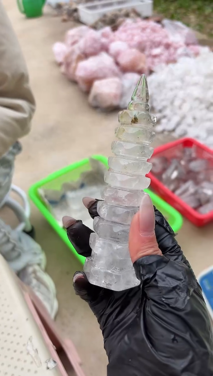 【闪购商品】摆件未镶嵌水晶白水晶文昌塔 9层 166