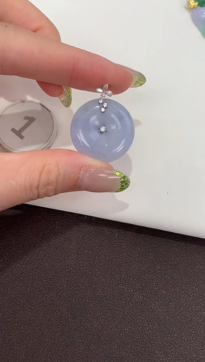 吊坠(赠链)18K金镶嵌翡翠天然缅甸a货翡翠