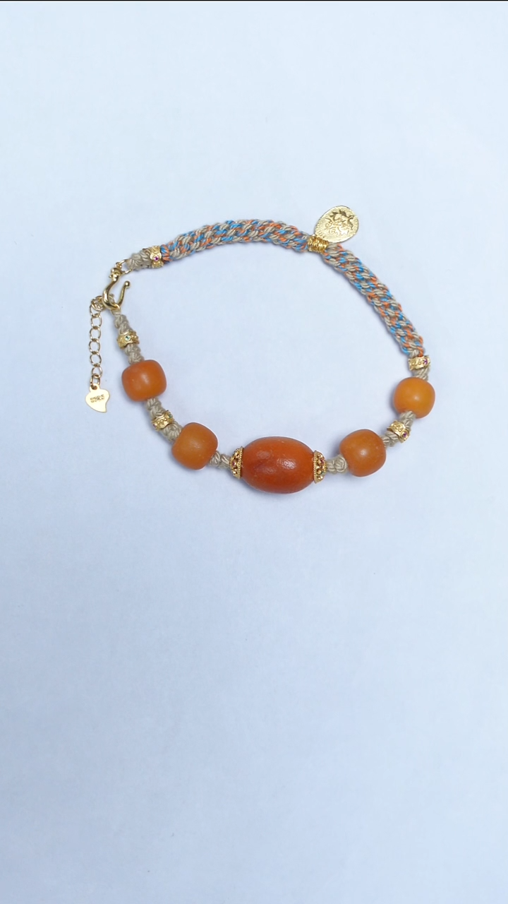 手链蜜蜡未镶嵌橘皮老蜡枣珠手绳