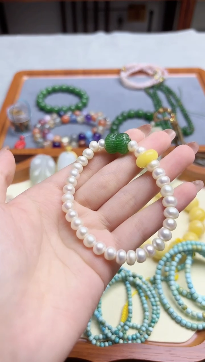 未镶嵌手串淡水珍珠珍珠盘珠手串HX