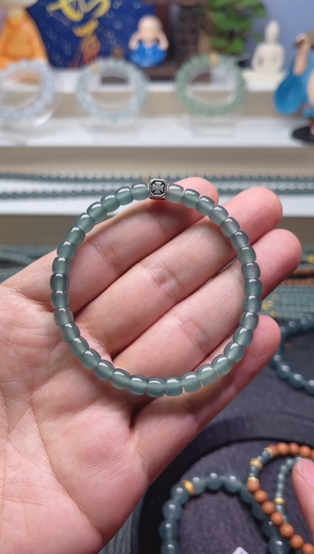 未镶嵌手链翡翠天然危地马拉翡翠A货直切手串卡6左右