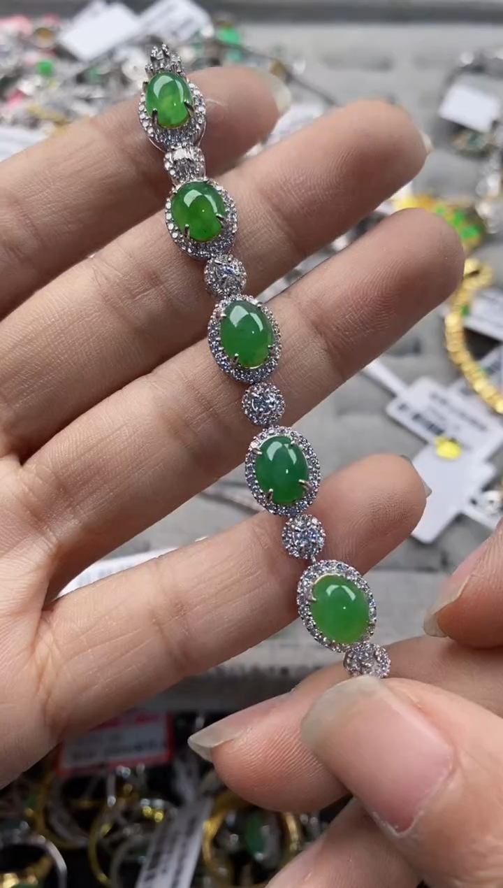 银S925镶嵌戒指翡翠666---9