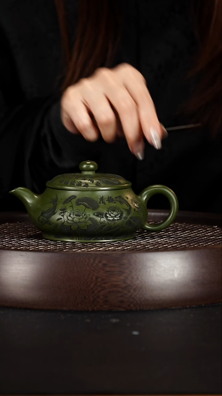 茶壶紫砂宜兴紫砂壶民国绿泥明炉240cc