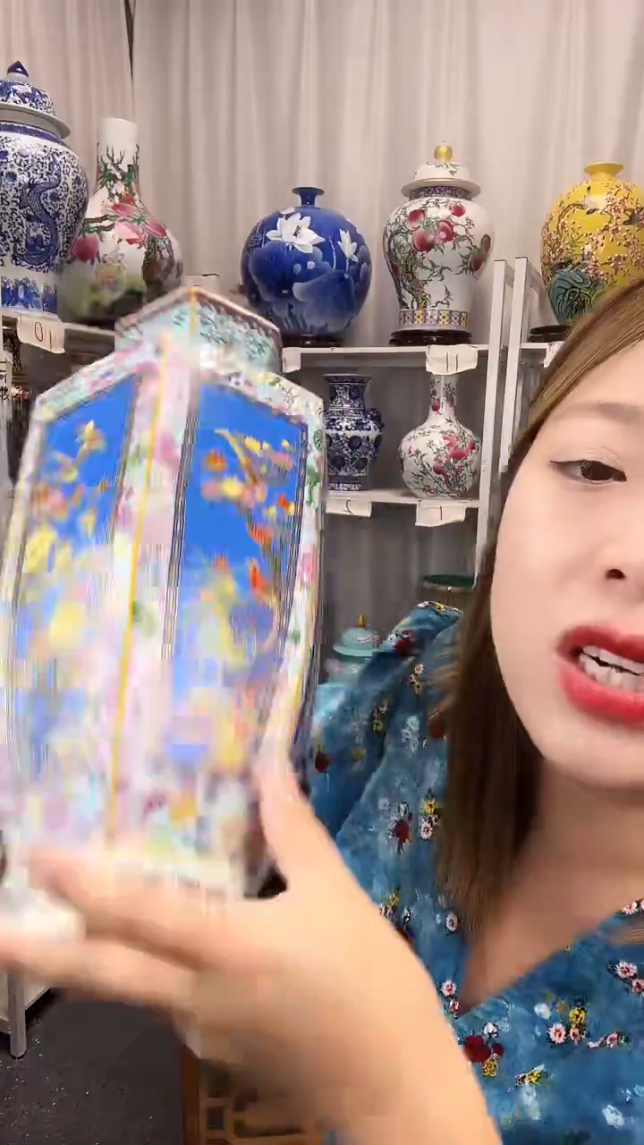 摆件景德镇六方夜光珐琅彩