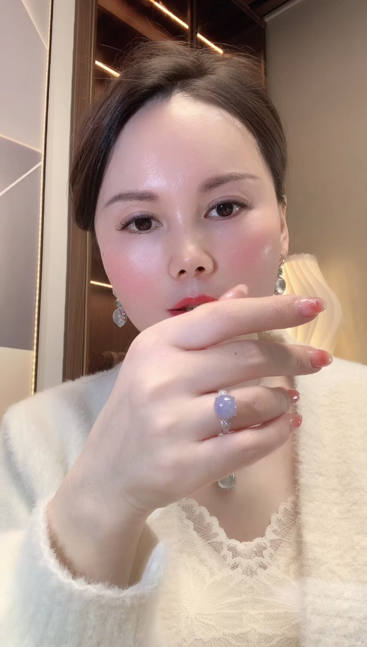 【闪购商品】翡翠戒指18K金镶嵌C93 紫货有一定色差