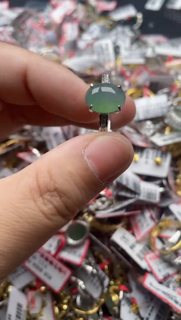 【闪购商品】翡翠戒指银S925镶嵌55555---7
