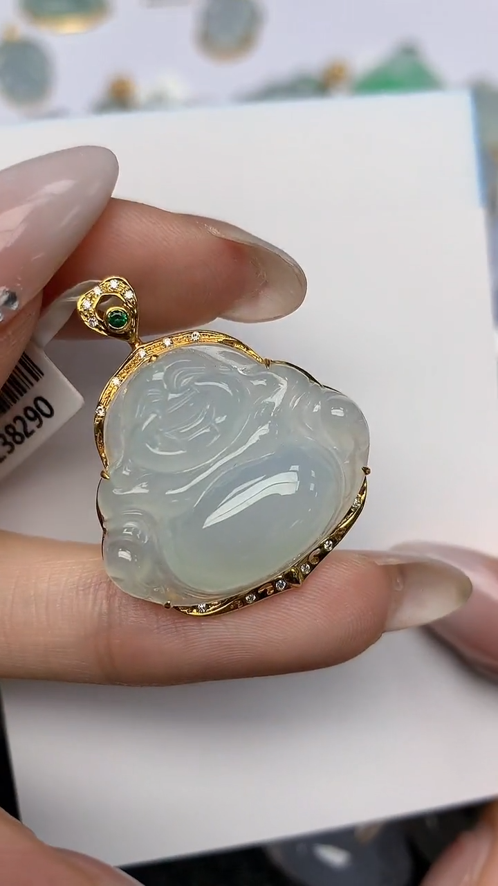 【闪购商品】翡翠颈饰18K金镶嵌天然翡翠A货