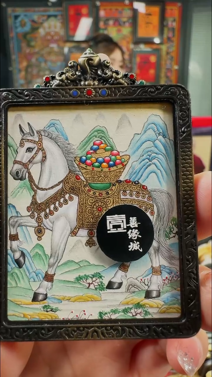 吊坠壹善缘城手绘唐卡马上有