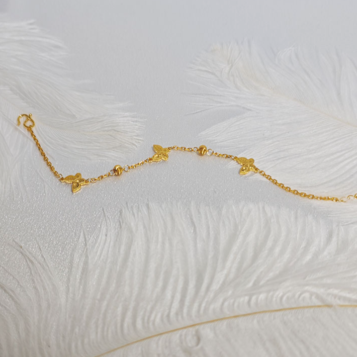 足银手链 足银手链 蝴蝶珠珠款 洋气时尚百搭手链