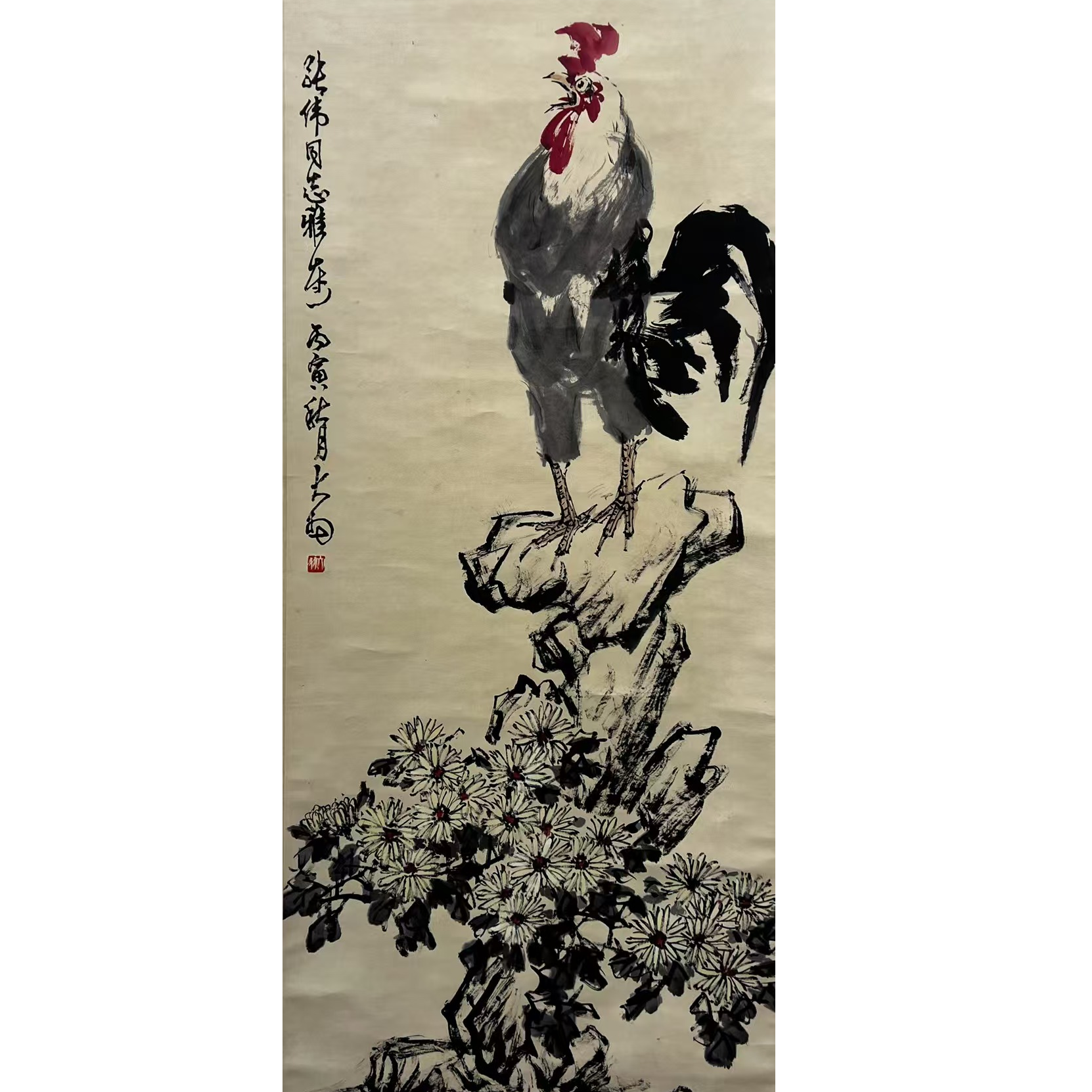 陈大羽款 花鸟立轴 136*67约8.2平尺