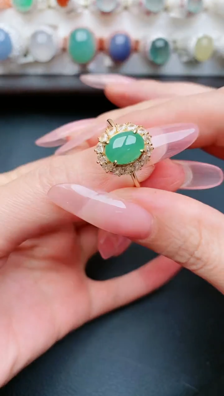 翡翠戒指银S925镶嵌.....