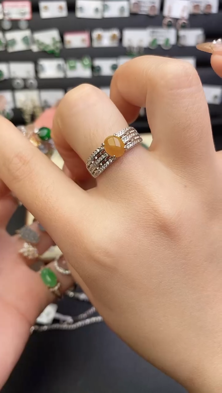 银S925镶嵌戒指翡翠0