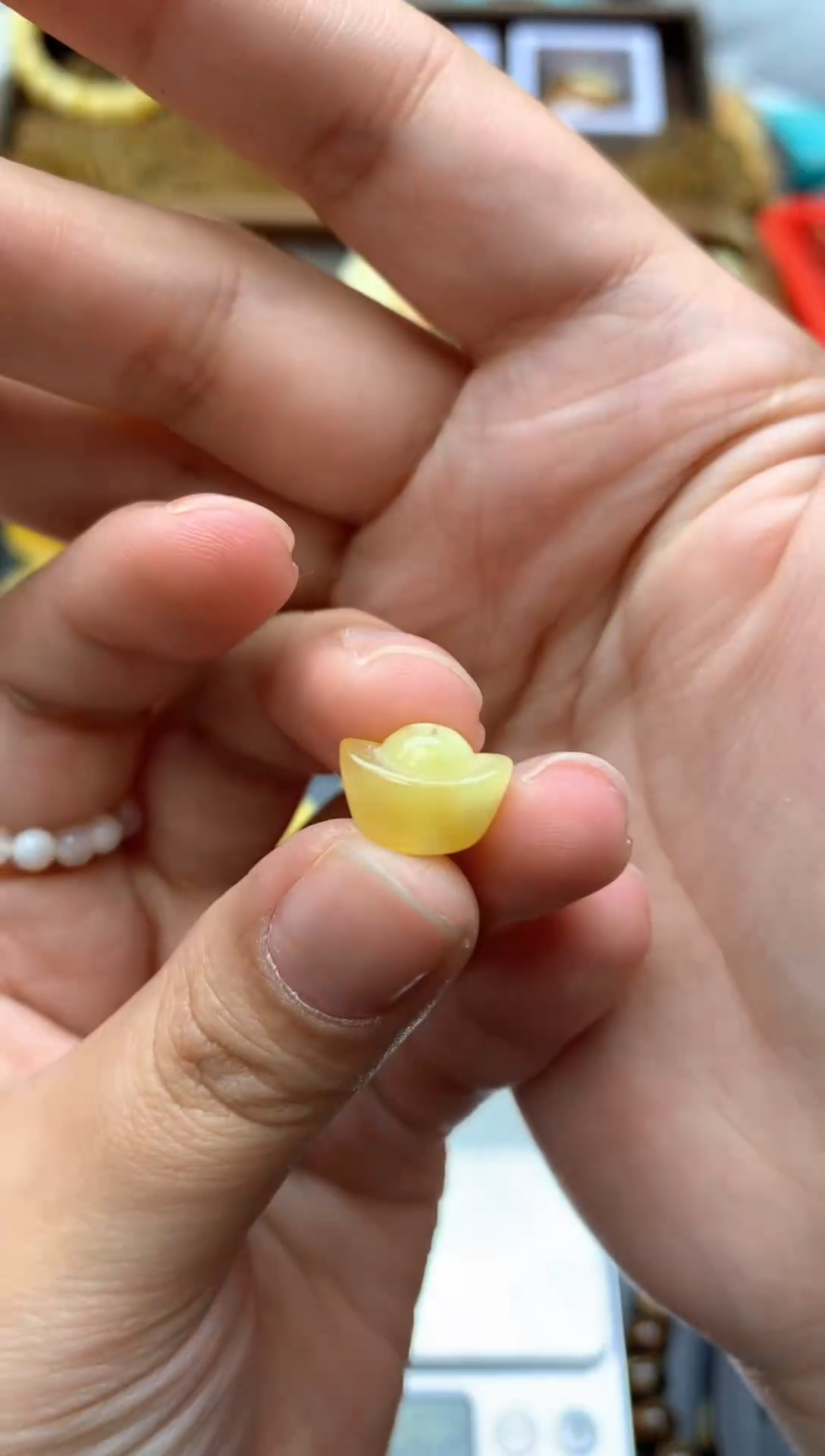 【闪购商品】琥珀珠宝奇石未镶嵌068蜜蜡花粉小坑有强迫症的不要拍