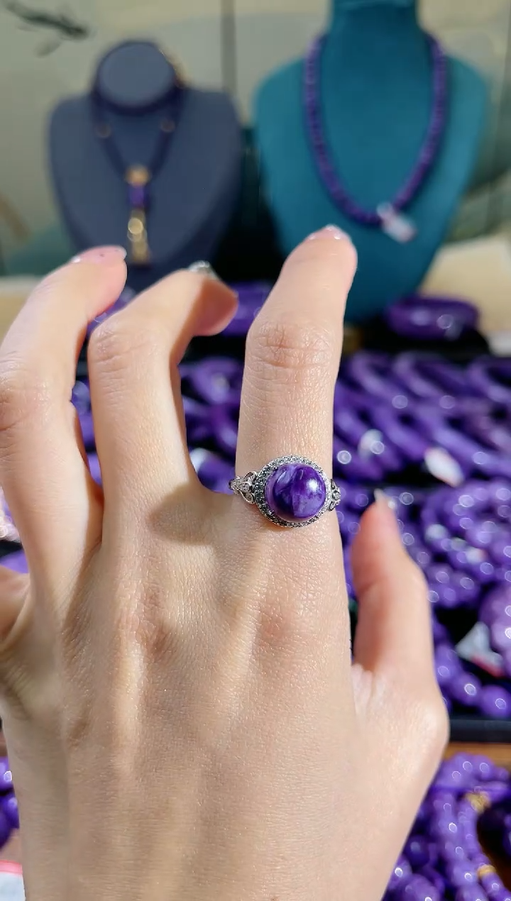 【闪购商品】查罗石（紫龙晶）戒指银S925镶嵌.