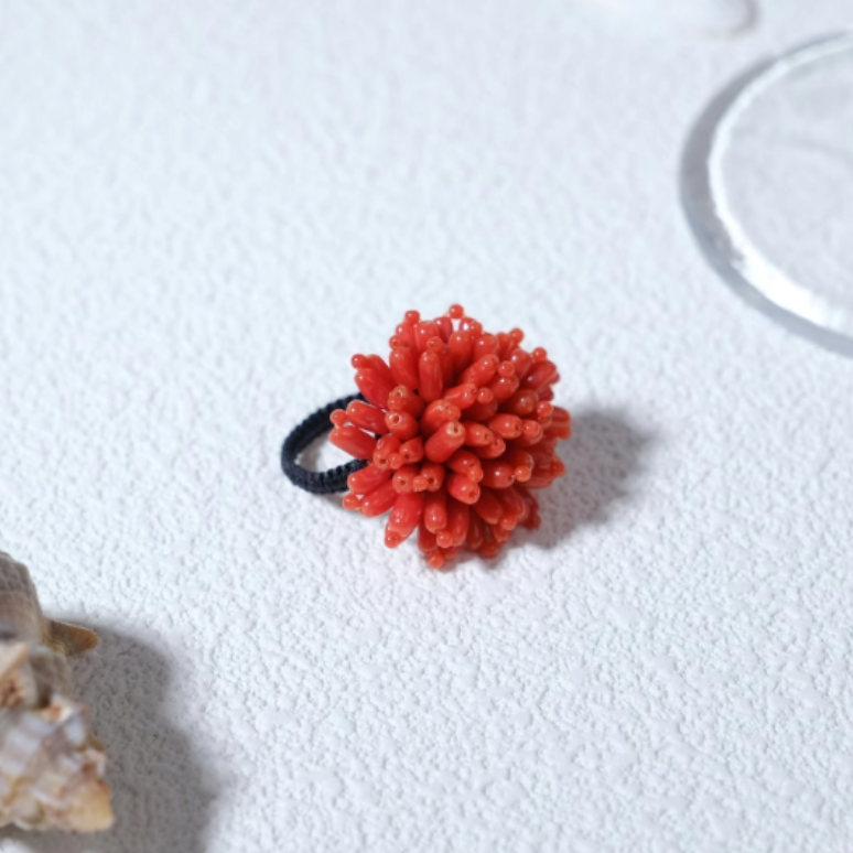 绮瑞珊瑚 天然珊瑚 多样性发货 红珊瑚编织戒指/22002442