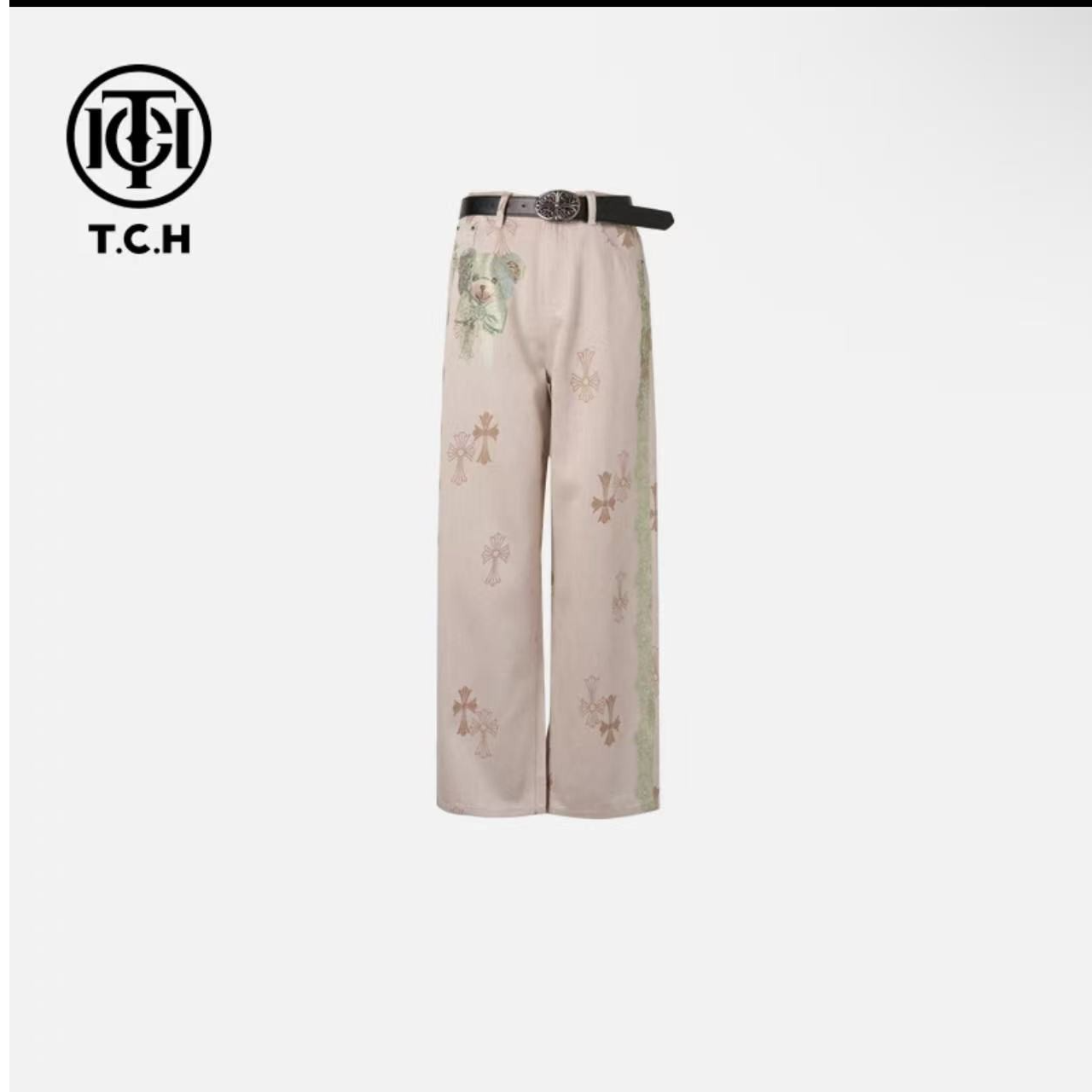 TCH私服烫钻工艺时尚休闲百搭小熊休闲裤女（含腰带）T75B20E5023