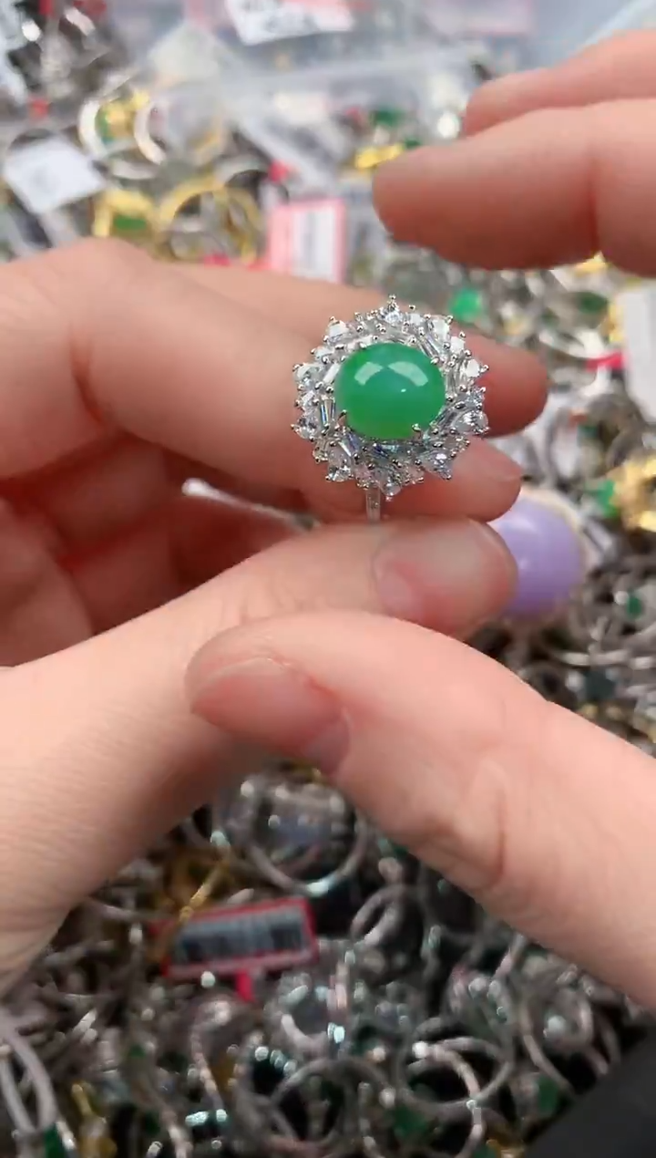 银S925镶嵌戒指翡翠999                7