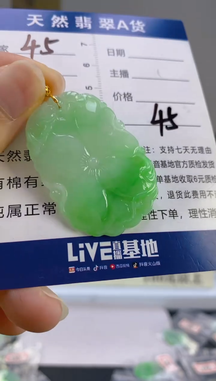【闪购商品】翡翠颈饰18K金镶嵌天然A货翡翠