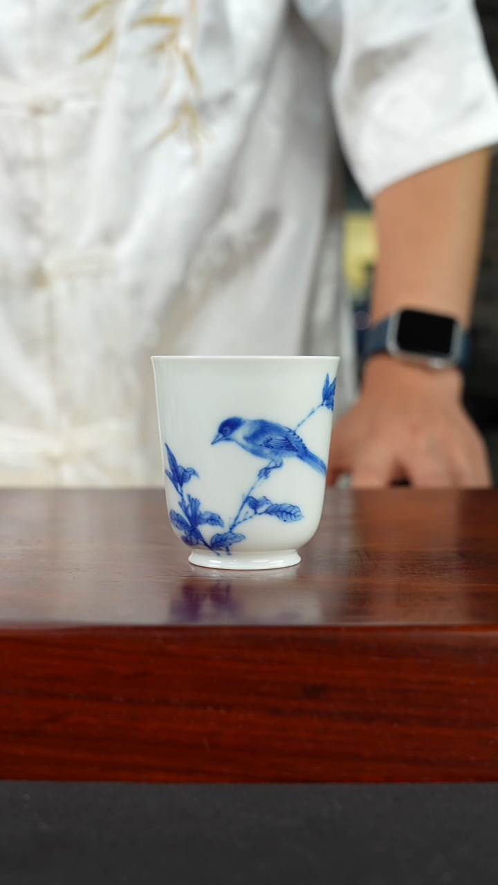 祖传窑真柴窑传承400年枯枝单雀单杯