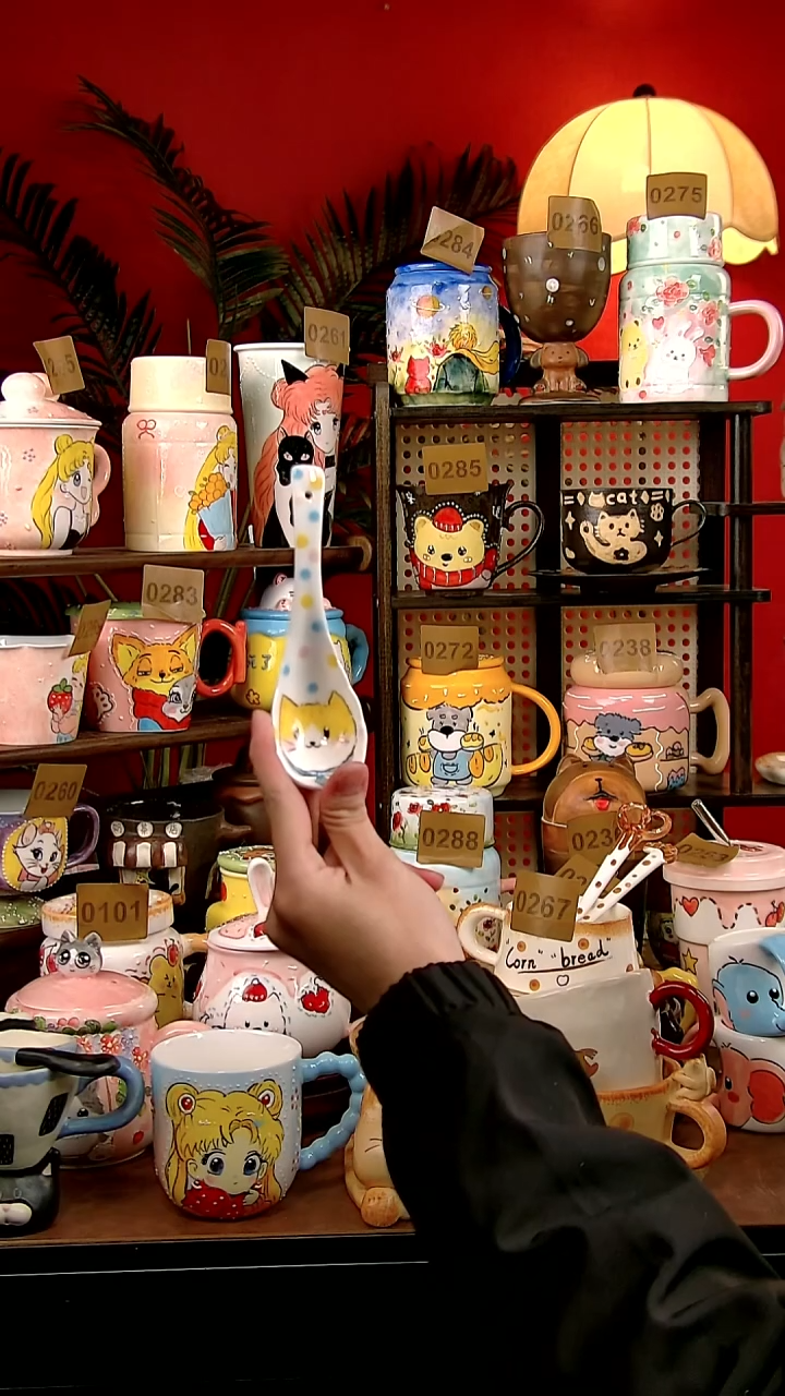 其他瓷M****.DIY景德镇创意手工陶瓷卡通风小猫勺子