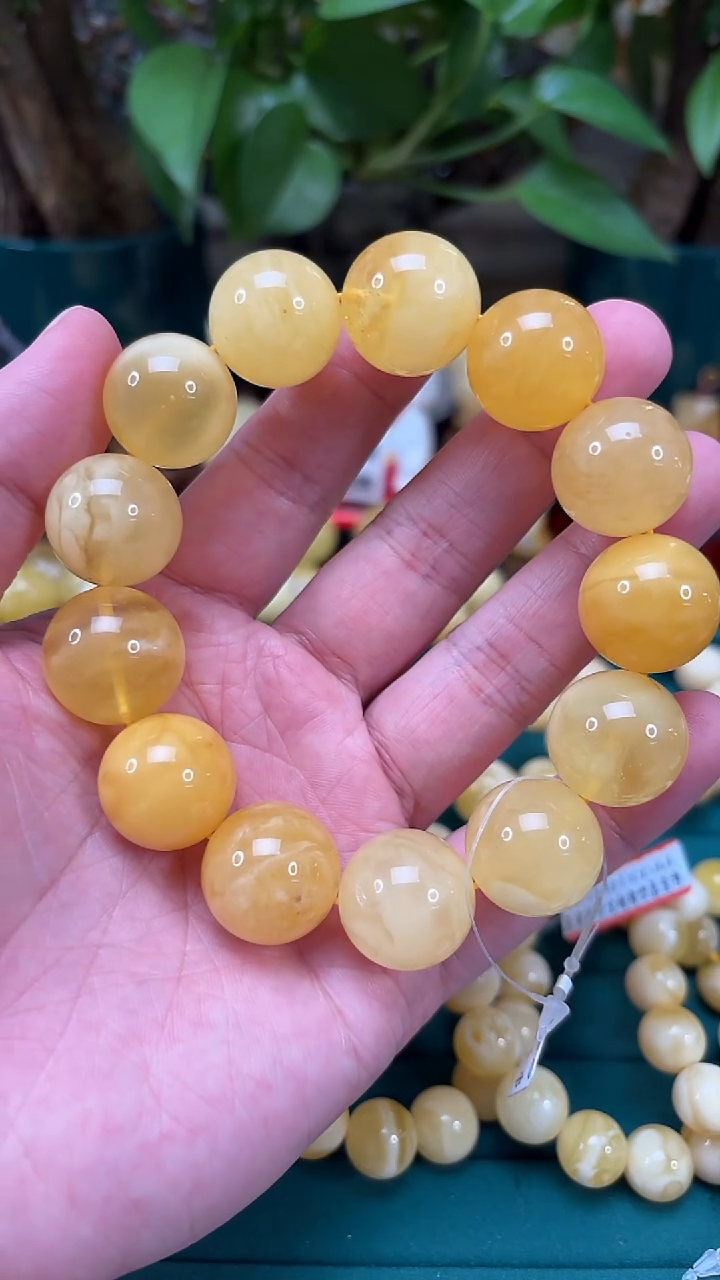 手链蜜蜡未镶嵌p9 多宝蜜蜡单圈 51.23克 19mm